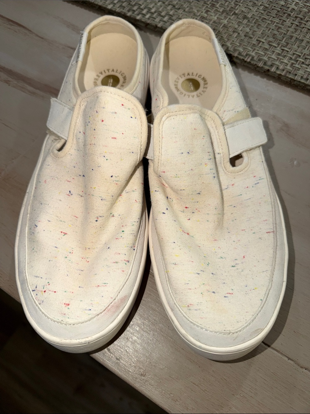 Revitalign Slip-On Canvas Shoes in Cream with Multicolor Speckle